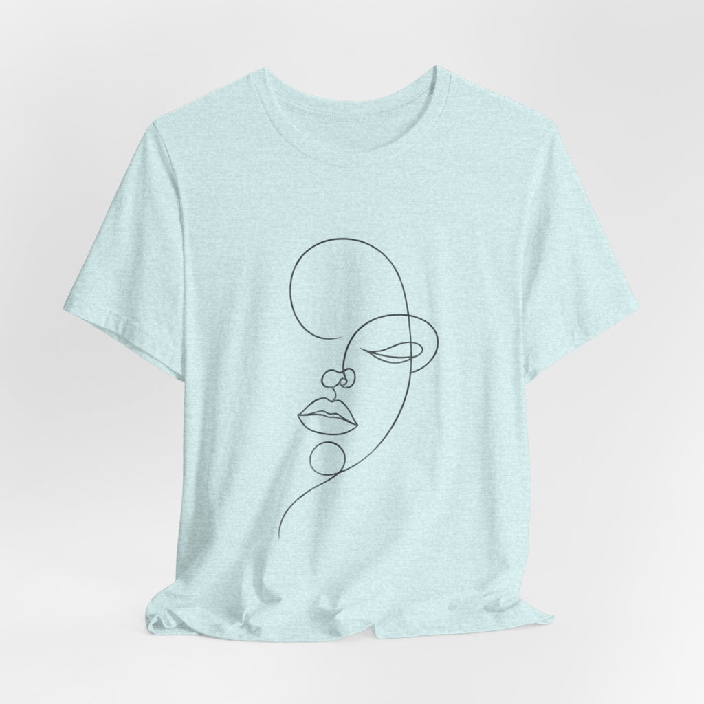 Minimal Line Art Face T-Shirt — One-Line Abstract Portrait Tee