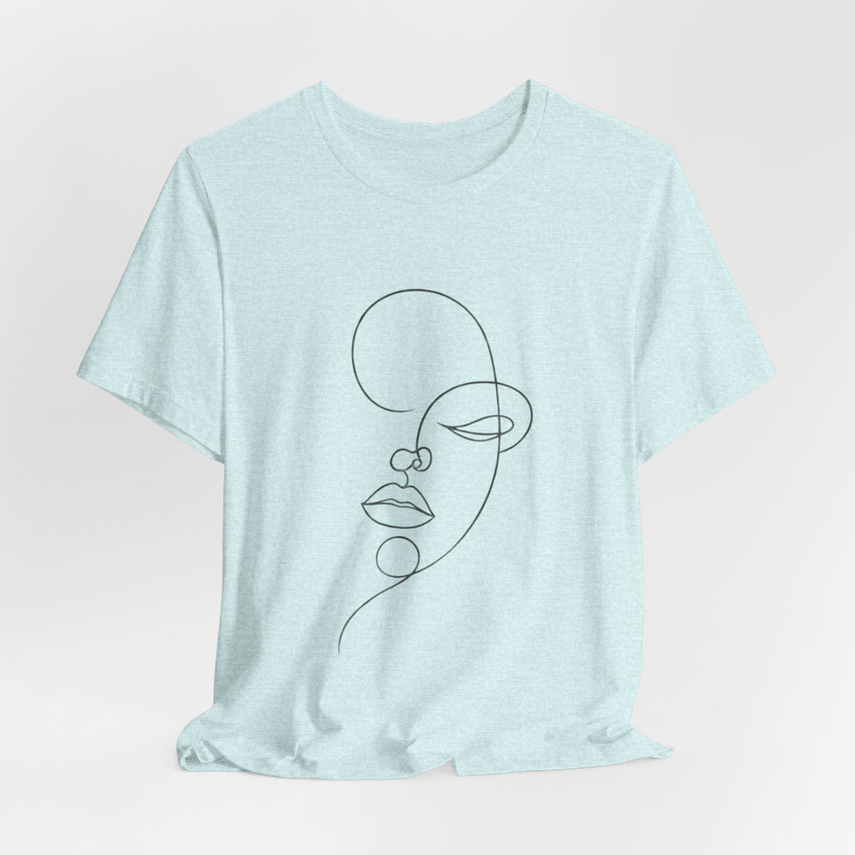 Minimal Line Art Face T-Shirt — One-Line Abstract Portrait Tee