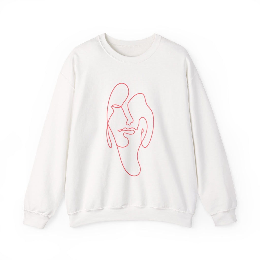 Minimalist Line-Art Face Sweatshirt — Modern Abstract Crewneck