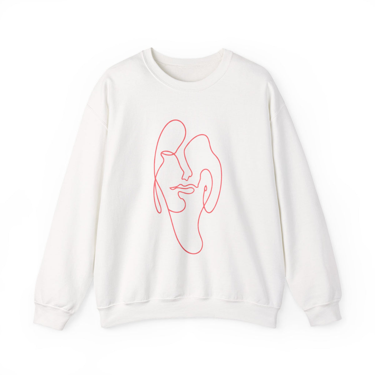 Minimalist Line-Art Face Sweatshirt — Modern Abstract Crewneck
