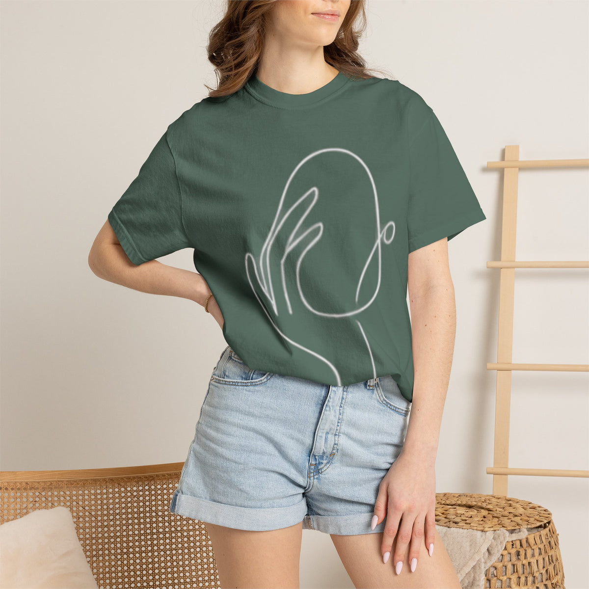 Minimalist Line Art Hand T-Shirt — Modern Abstract Graphic Tee