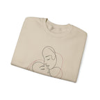 Crewneck Sweatshirt — Minimal Line Art Kissing Couple Graphic