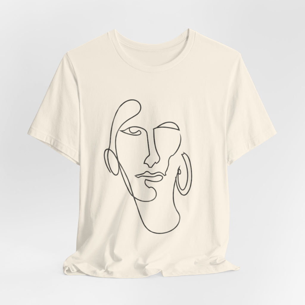 Abstract Line Art Face T‑Shirt — Minimalist One-Line Portrait Tee