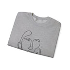 Minimal Line Art Face Sweatshirt — Abstract One-Line Portrait Crewneck