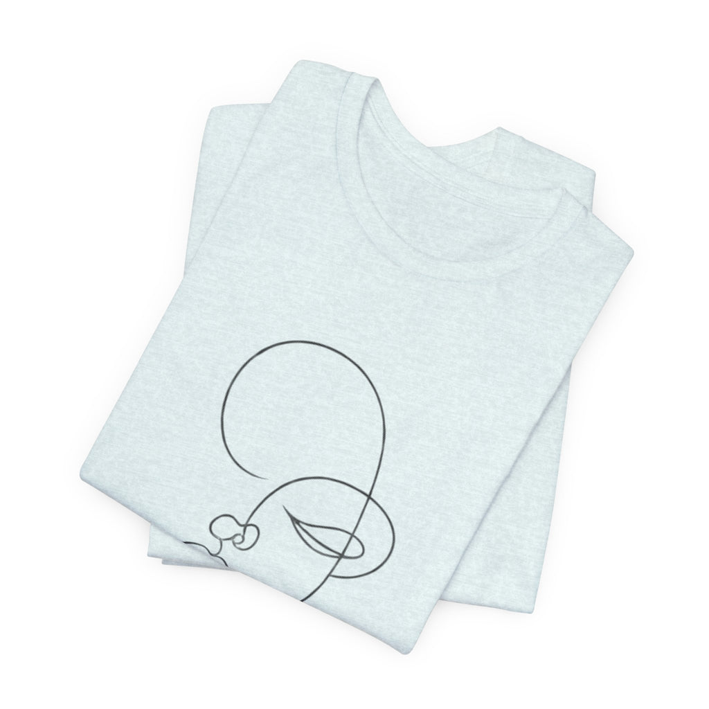 Minimal Line Art Face T-Shirt — One-Line Abstract Portrait Tee