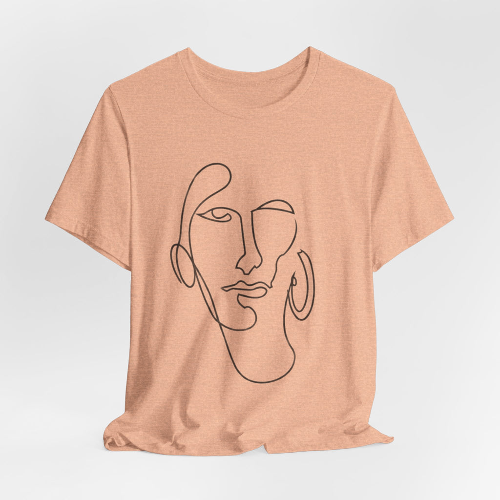Abstract Line Art Face T‑Shirt — Minimalist One-Line Portrait Tee