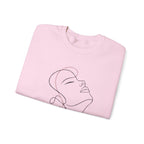 Minimal Line Art Face Crewneck Sweatshirt — Elegant Portrait Pullover for Calm, Creative Style