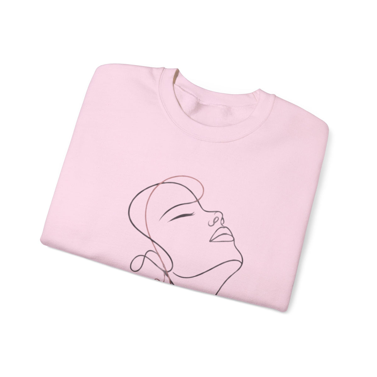 Minimal Line Art Face Crewneck Sweatshirt — Elegant Portrait Pullover for Calm, Creative Style