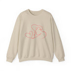 Crewneck Sweatshirt — Minimal Red Line Art Couple Kiss & Heart Design