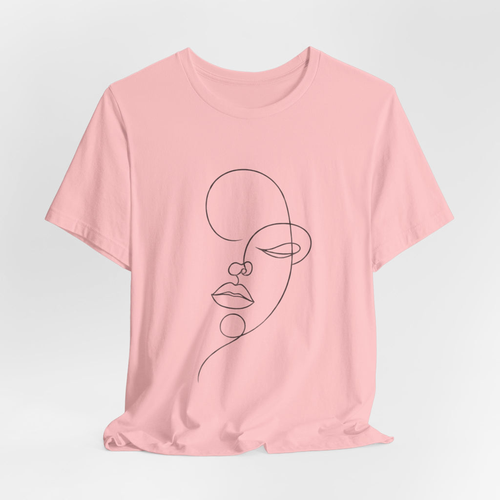 Minimal Line Art Face T-Shirt — One-Line Abstract Portrait Tee