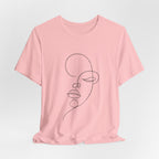 Minimal Line Art Face T-Shirt — One-Line Abstract Portrait Tee