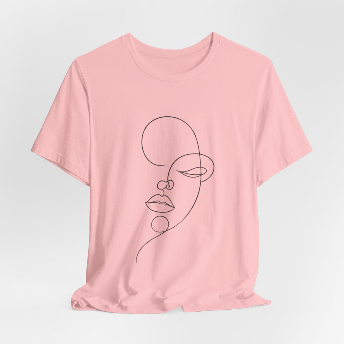 Minimal Line Art Face T-Shirt — One-Line Abstract Portrait Tee