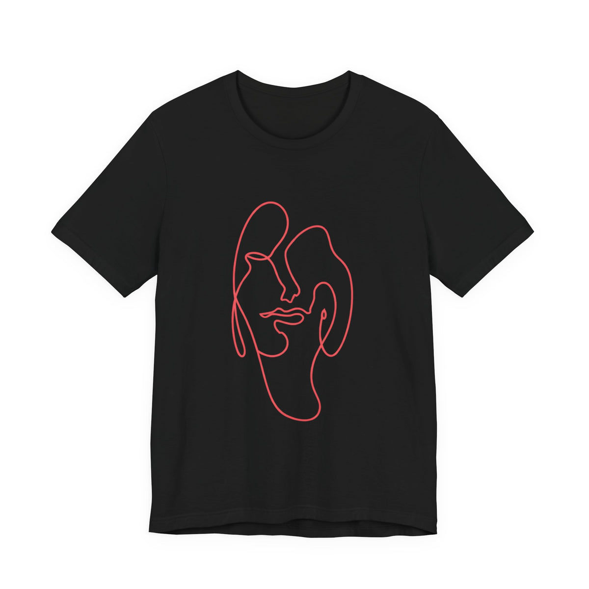 Minimalist One-Line Face Tee — Abstract Pink Line Art T-Shirt
