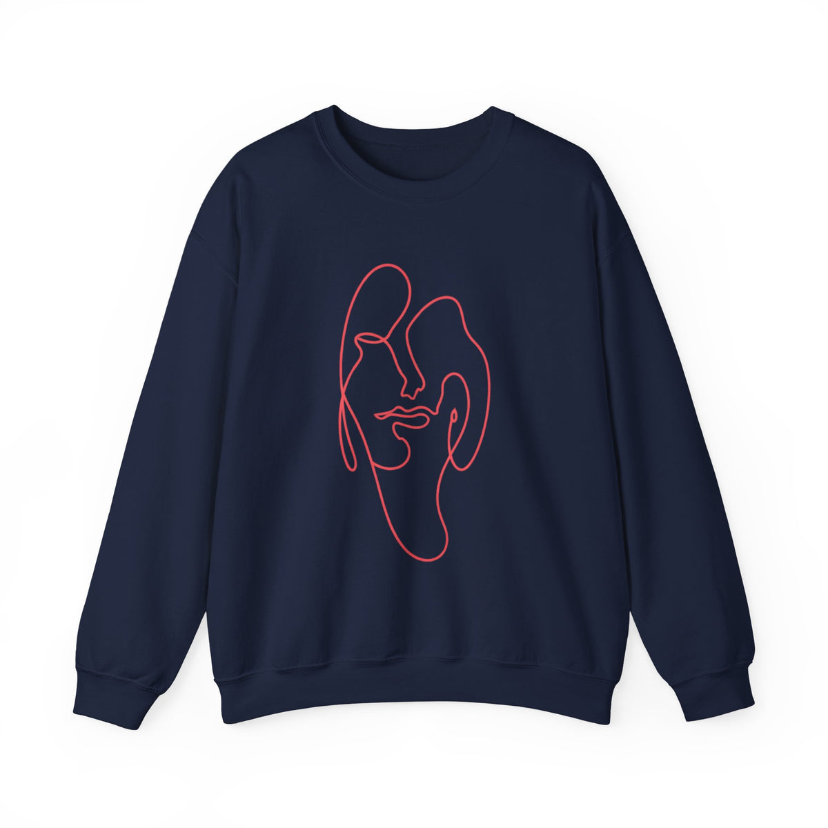 Minimalist Line-Art Face Sweatshirt — Modern Abstract Crewneck