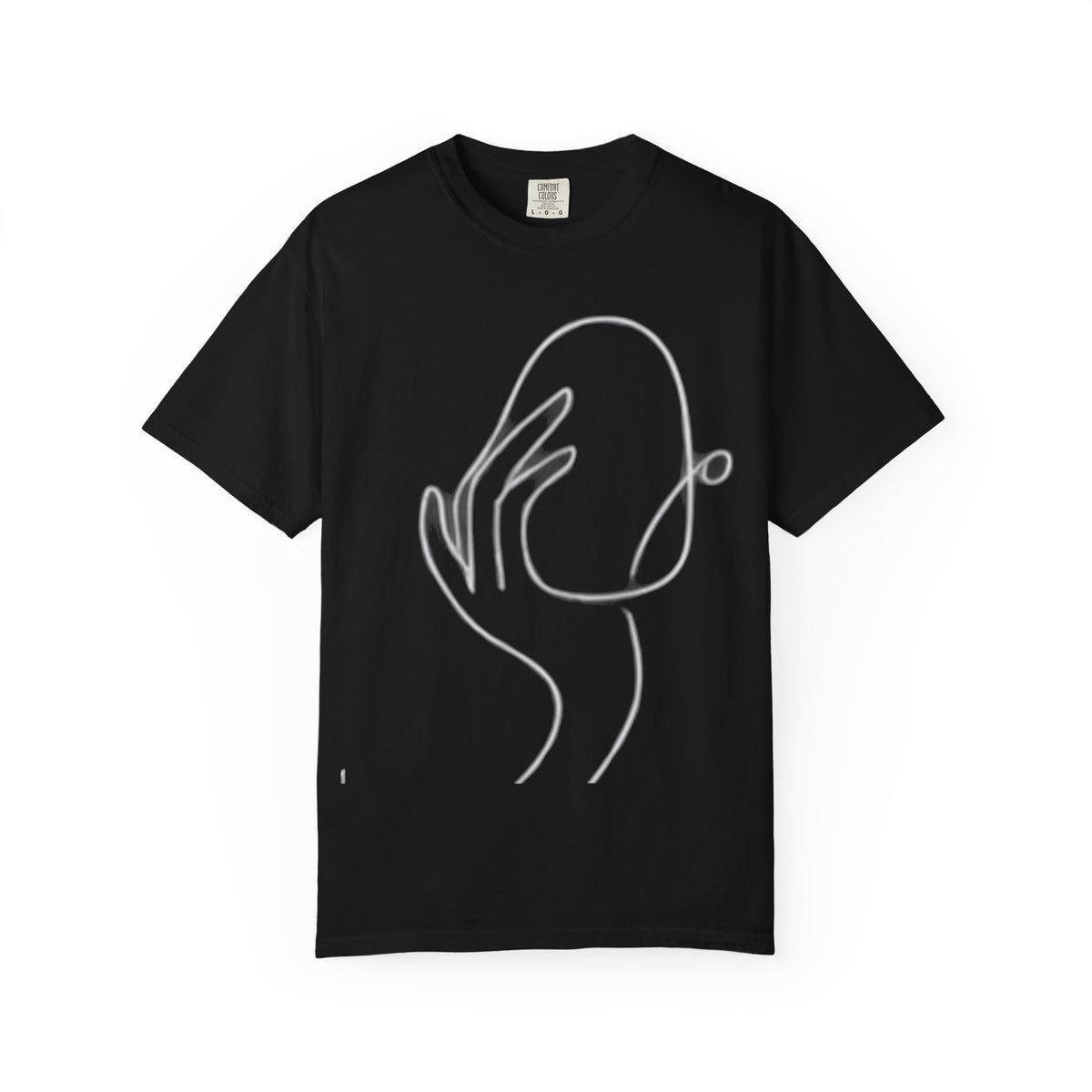 Minimalist Line Art Hand T-Shirt — Modern Abstract Graphic Tee
