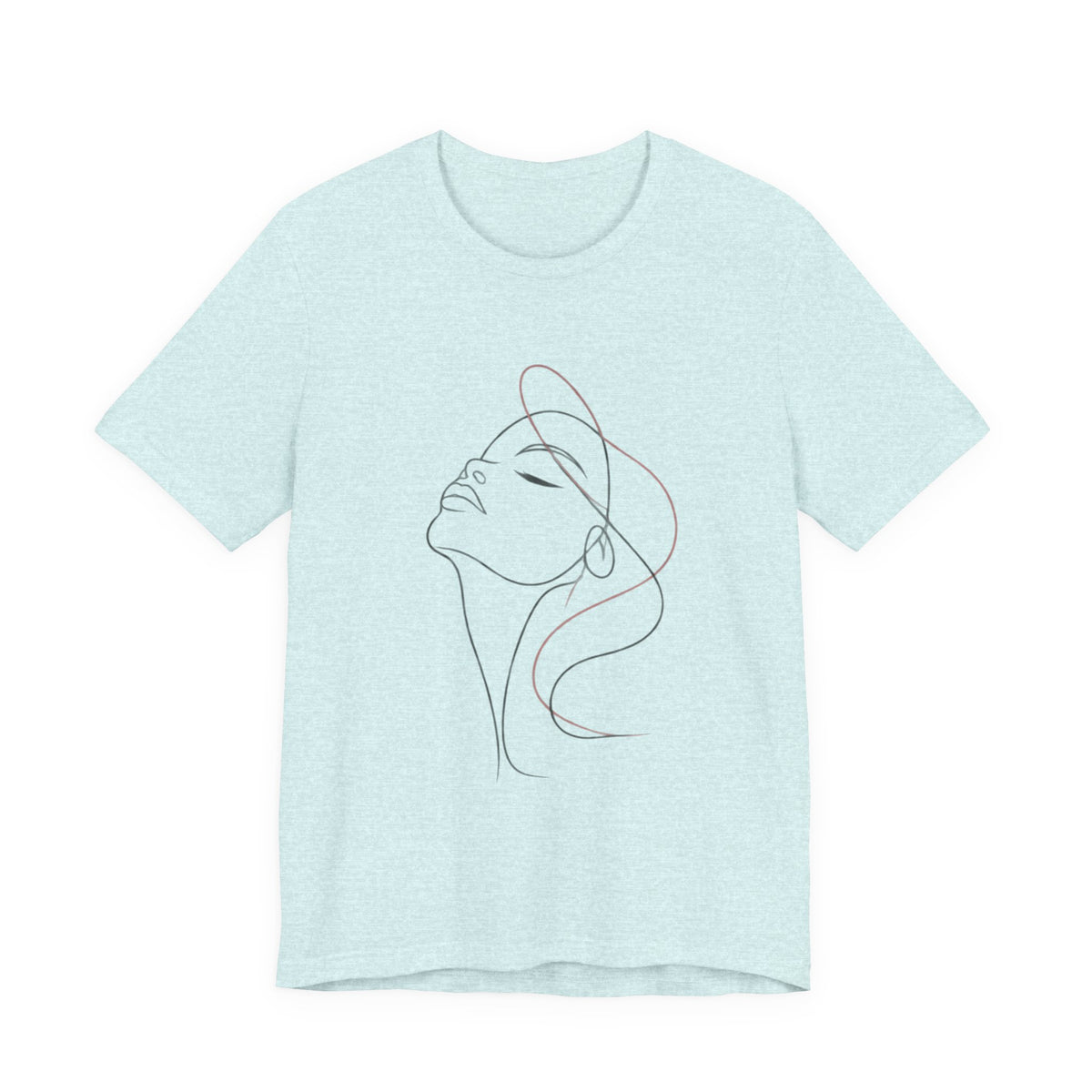 Minimal Line Art Woman T‑Shirt — Elegant Single‑Line Face Tee