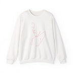 Minimal Line Art Whale Crewneck Sweatshirt – Pink Whale Sketch Pullover