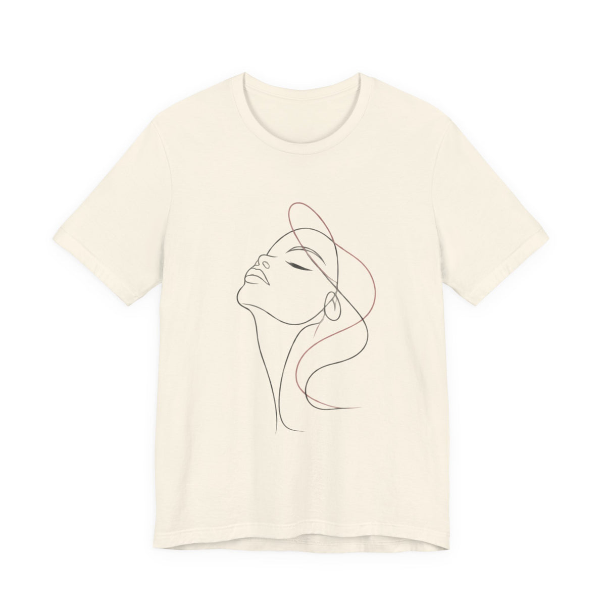 Minimal Line Art Woman T‑Shirt — Elegant Single‑Line Face Tee