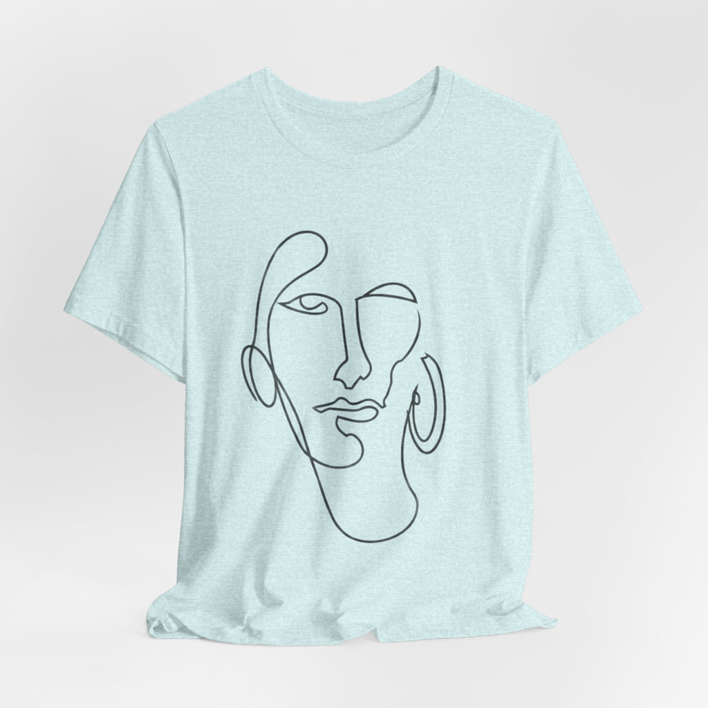 Abstract Line Art Face T‑Shirt — Minimalist One-Line Portrait Tee