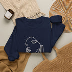 Minimal Line Art Face Sweatshirt — Chic Abstract Crewneck