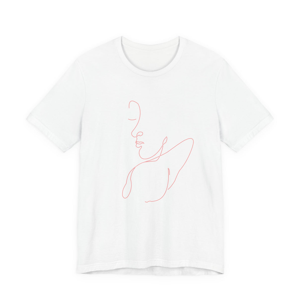 Minimalist Single-Line Face T-Shirt — Pink Line Art Tee