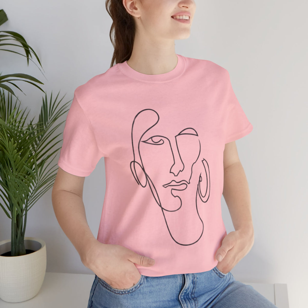 Abstract Line Art Face T‑Shirt — Minimalist One-Line Portrait Tee