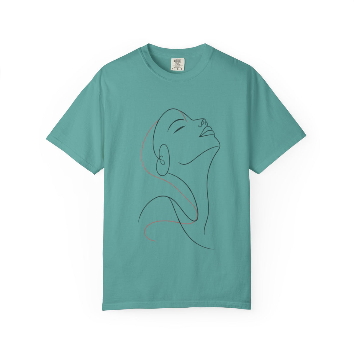Minimal Line Art Woman T-Shirt — Elegant Single-Line Portrait Tee