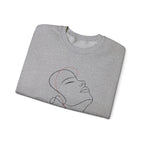 Minimal Line Art Face Crewneck Sweatshirt — Elegant Portrait Pullover for Calm, Creative Style