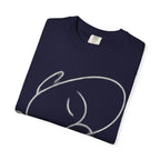 Minimal Line Art Sleeping Face T-Shirt — Relaxed Garment-Dyed Tee