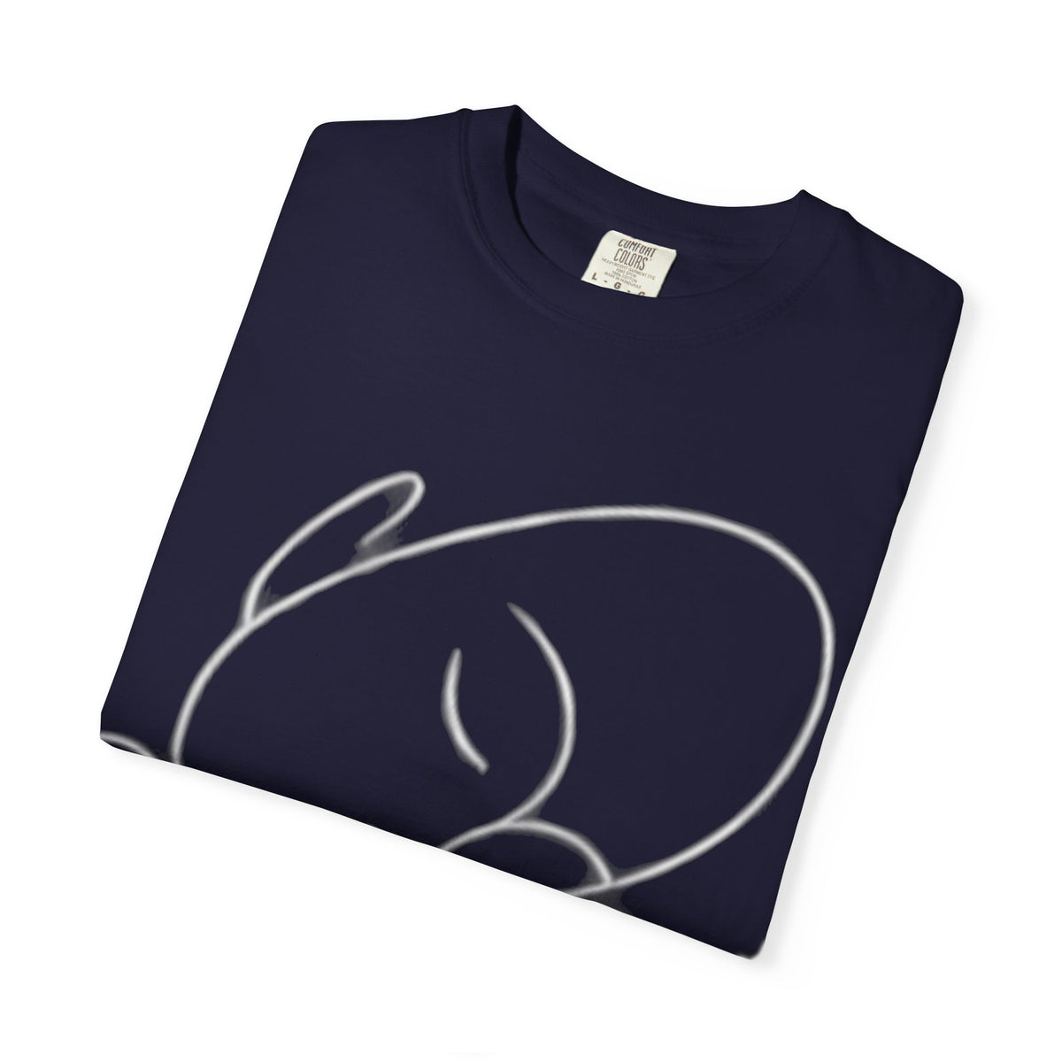 Minimal Line Art Sleeping Face T-Shirt — Relaxed Garment-Dyed Tee