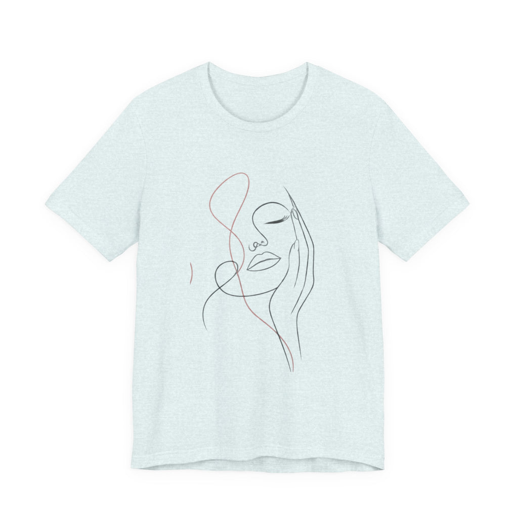 Minimal Line Art Face T‑Shirt — Elegant Abstract Portrait Tee