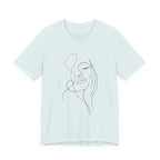 Minimal Line Art Face T‑Shirt — Elegant Abstract Portrait Tee