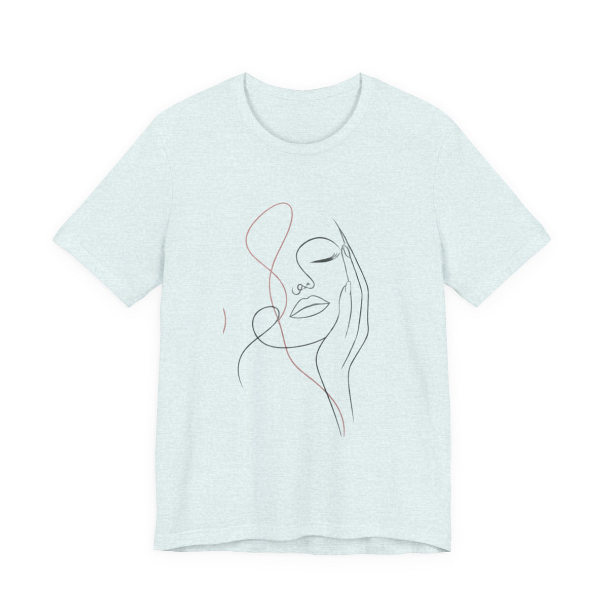 Minimal Line Art Face T‑Shirt — Elegant Abstract Portrait Tee