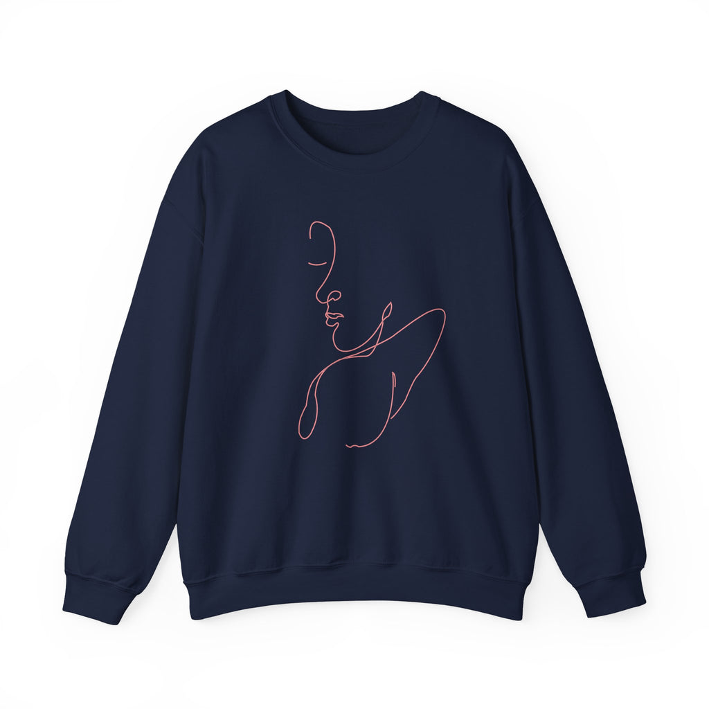 Minimal Line Art Whale Crewneck Sweatshirt – Pink Whale Sketch Pullover