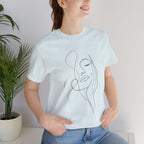 Minimal Line Art Face T‑Shirt — Elegant Abstract Portrait Tee