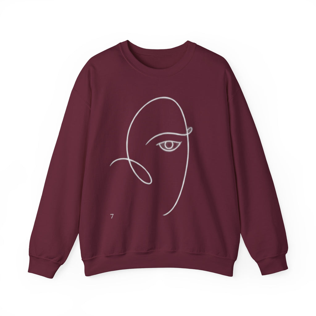 Minimal Line Art Face Sweatshirt – Abstract Portrait Crewneck