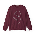 Minimal Line Art Face Sweatshirt – Abstract Portrait Crewneck
