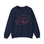 Crewneck Sweatshirt — Minimalist Pink Line Art Skull Graphic