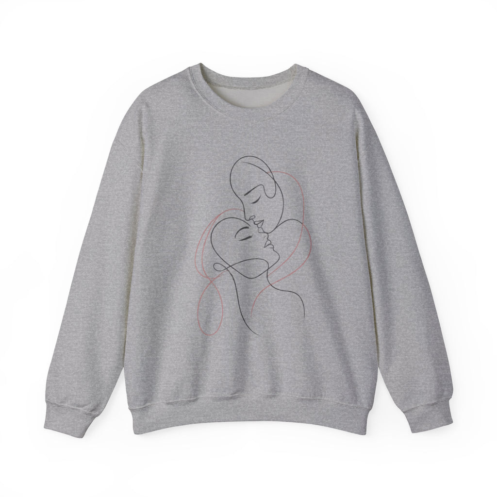 Crewneck Sweatshirt — Minimal Line Art Kissing Couple Graphic