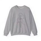 Crewneck Sweatshirt — Minimal Line Art Kissing Couple Graphic