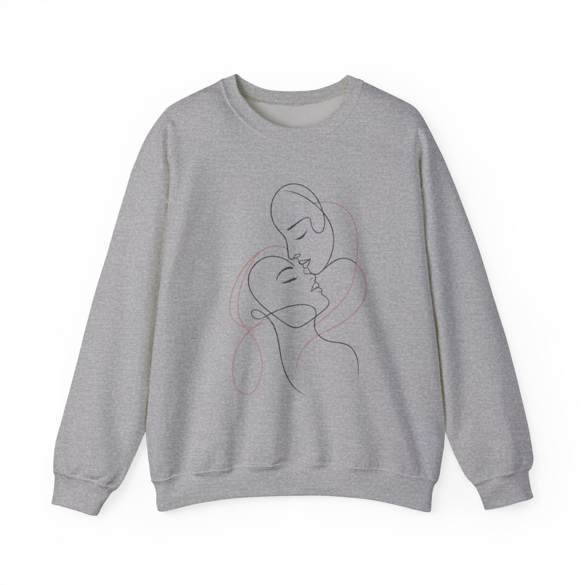 Crewneck Sweatshirt — Minimal Line Art Kissing Couple Graphic