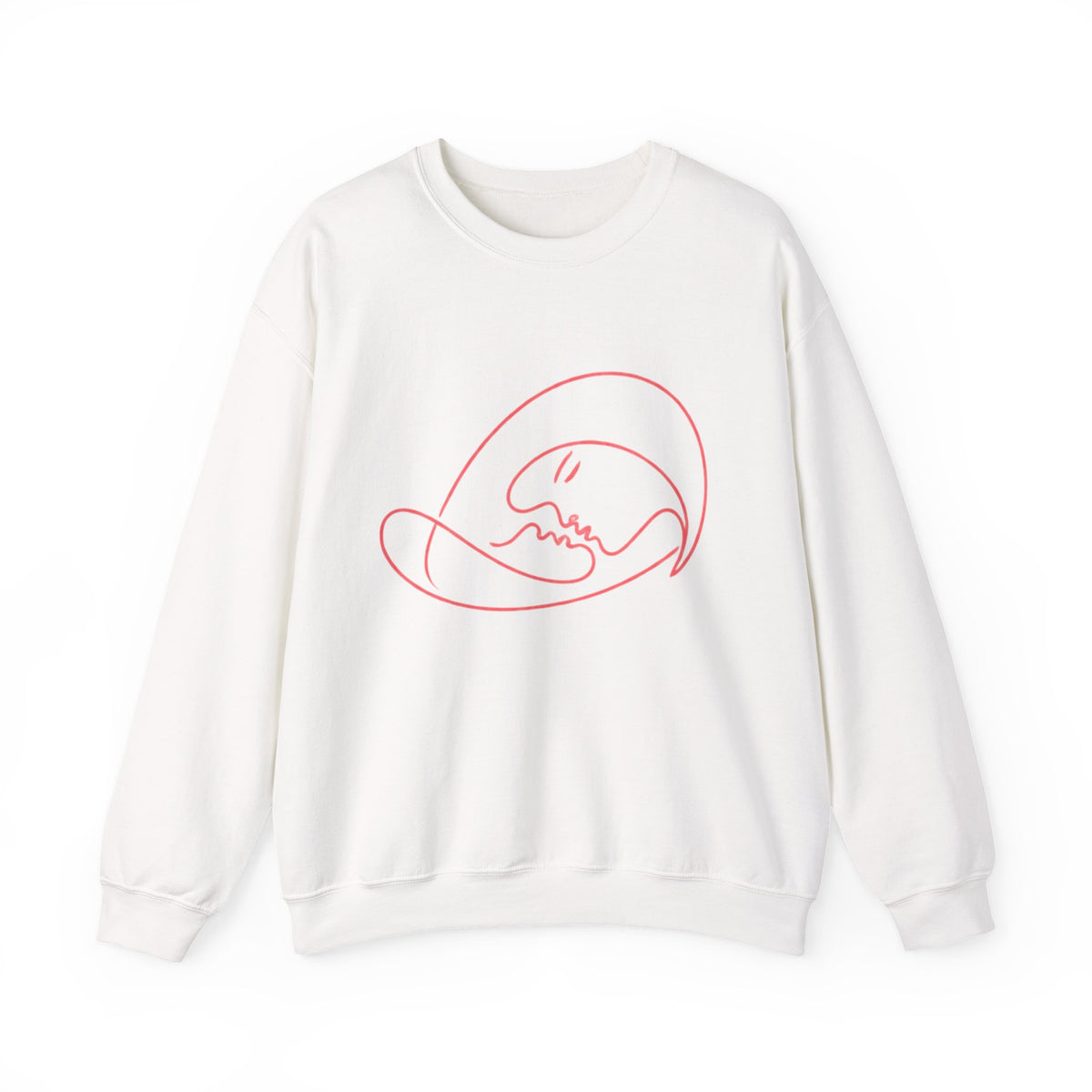 Crewneck Sweatshirt — Minimalist Pink Line Art Skull Graphic