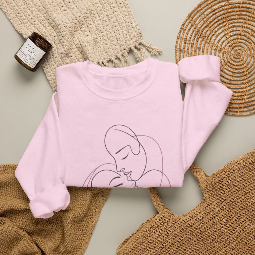 Crewneck Sweatshirt — Minimal Line Art Kissing Couple Graphic