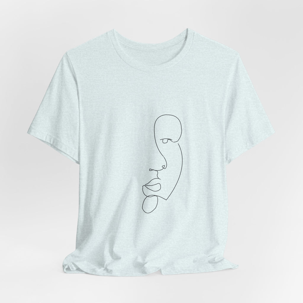Minimal One-Line Face Tee — Modern Abstract Art T-Shirt