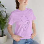 Minimal Line Art Face T-Shirt — One-Line Abstract Portrait Tee