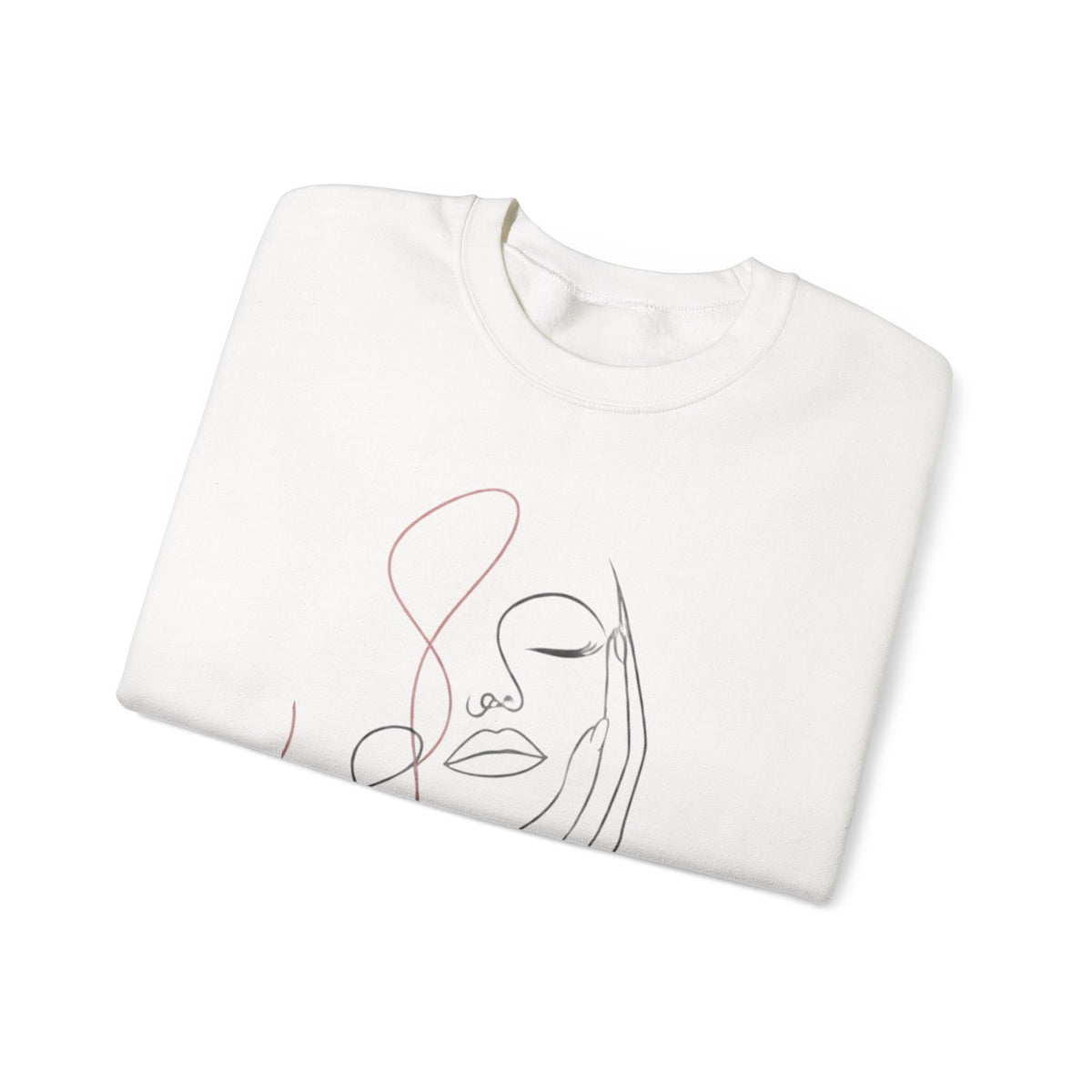 Minimal Line Art Face Sweatshirt — Abstract Feminine Crewneck