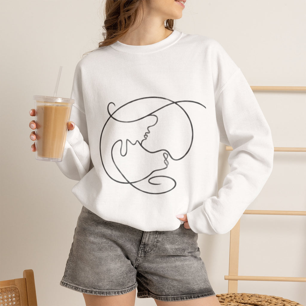 Minimal Line Art Earth Crewneck Sweatshirt