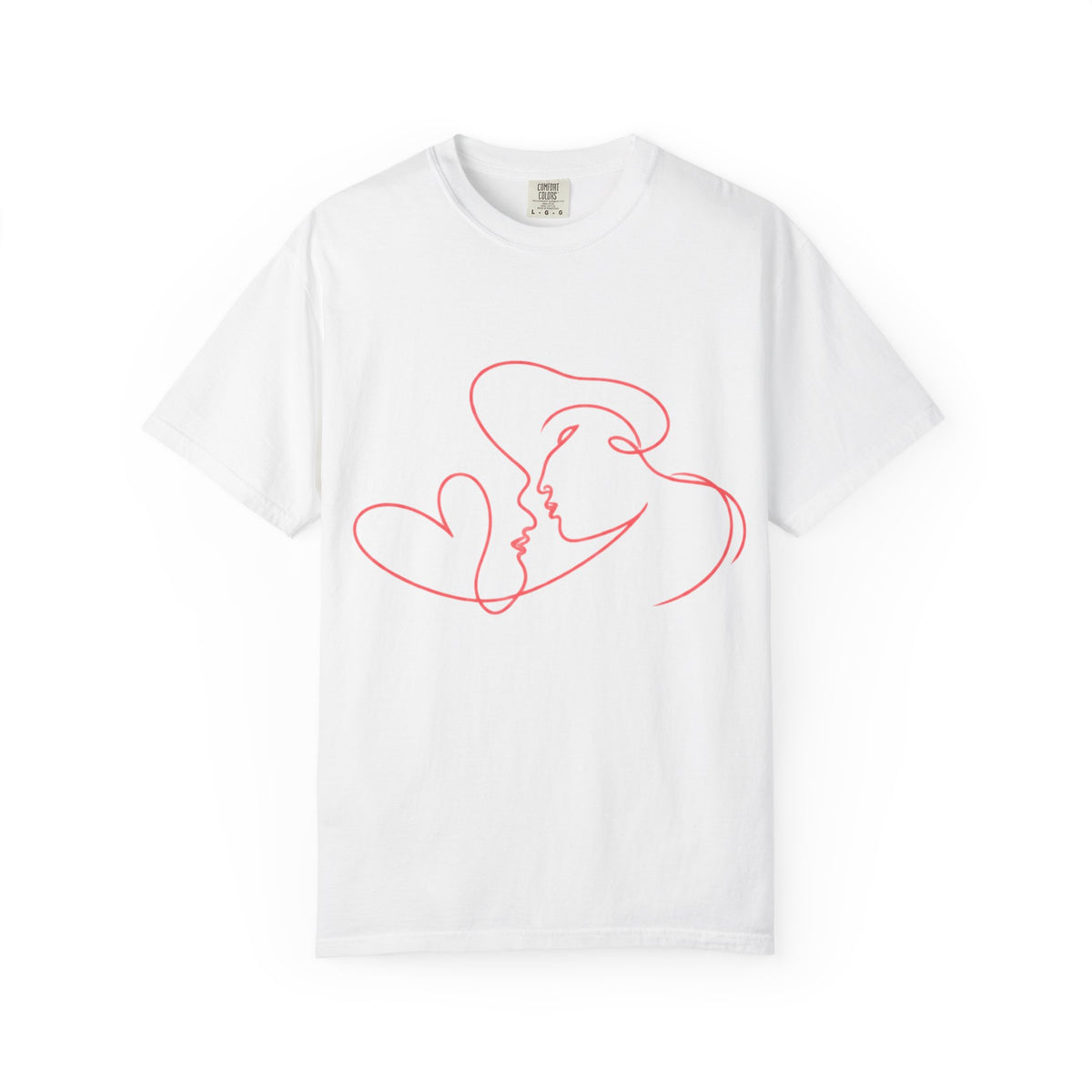 Minimalist Red Line Art Kiss T-Shirt