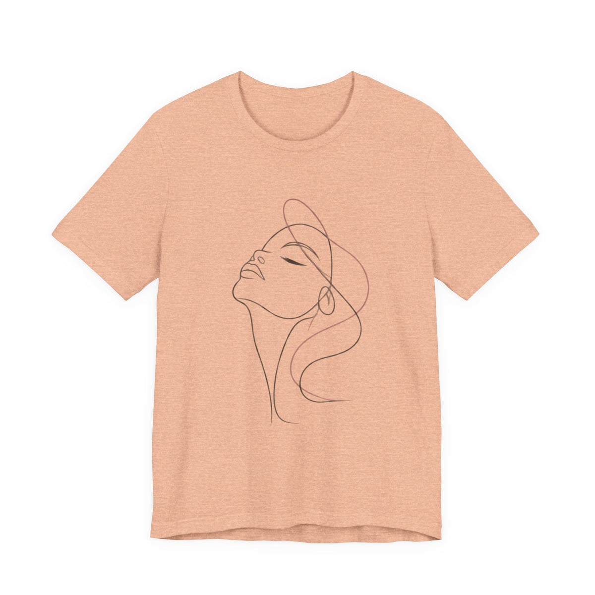 Minimal Line Art Woman T‑Shirt — Elegant Single‑Line Face Tee