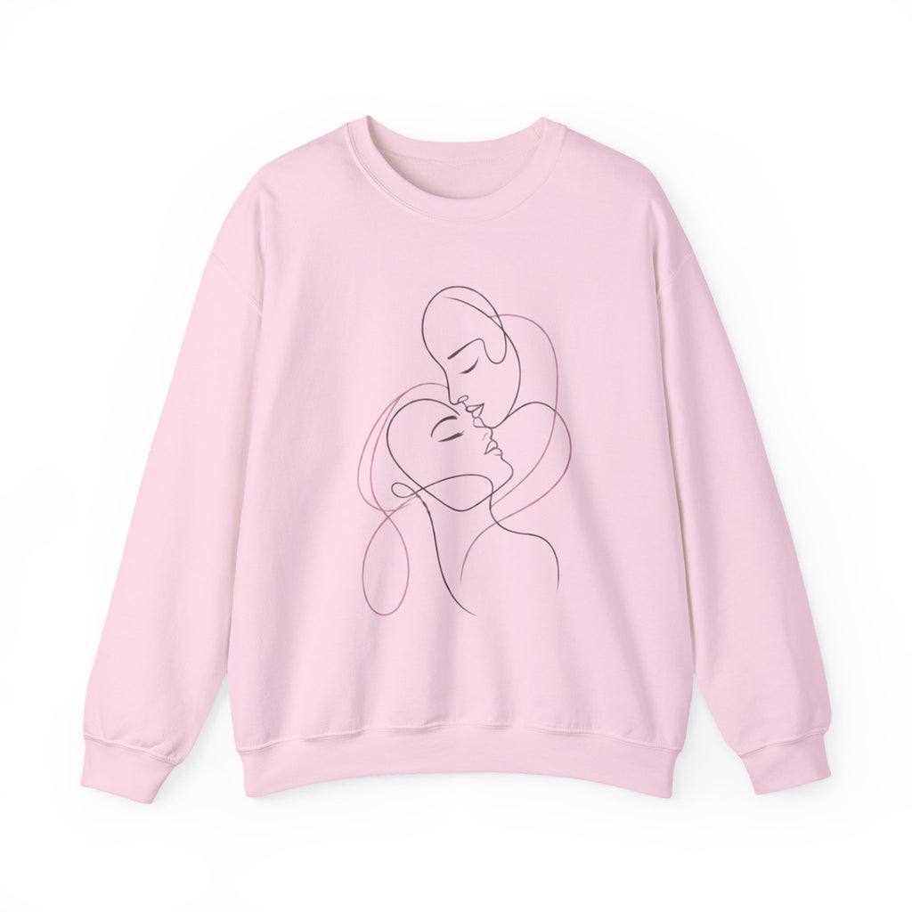Crewneck Sweatshirt — Minimal Line Art Kissing Couple Graphic